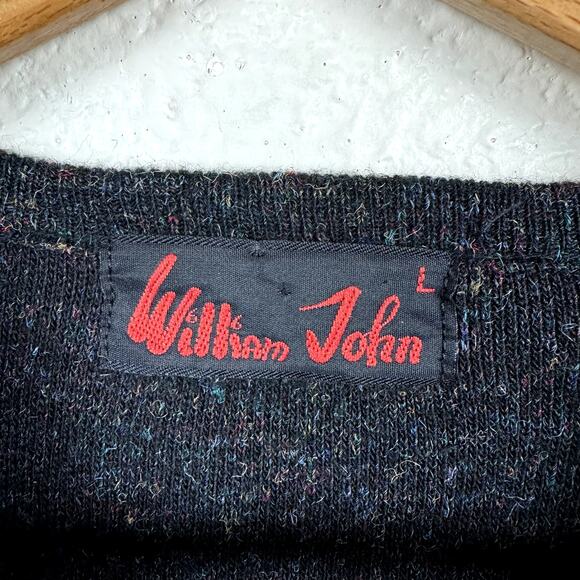 Vintage William John Sweater Size Large Grey V Neck Pullover Union Made USA 80s - Picture 3 of 5